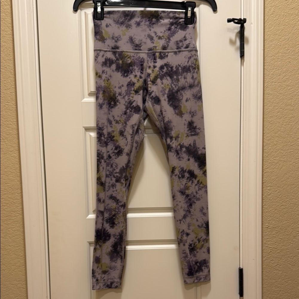 Lululemon All Yours Leggings in the Orbital Tie Dye Mauve Grey Multi colors.